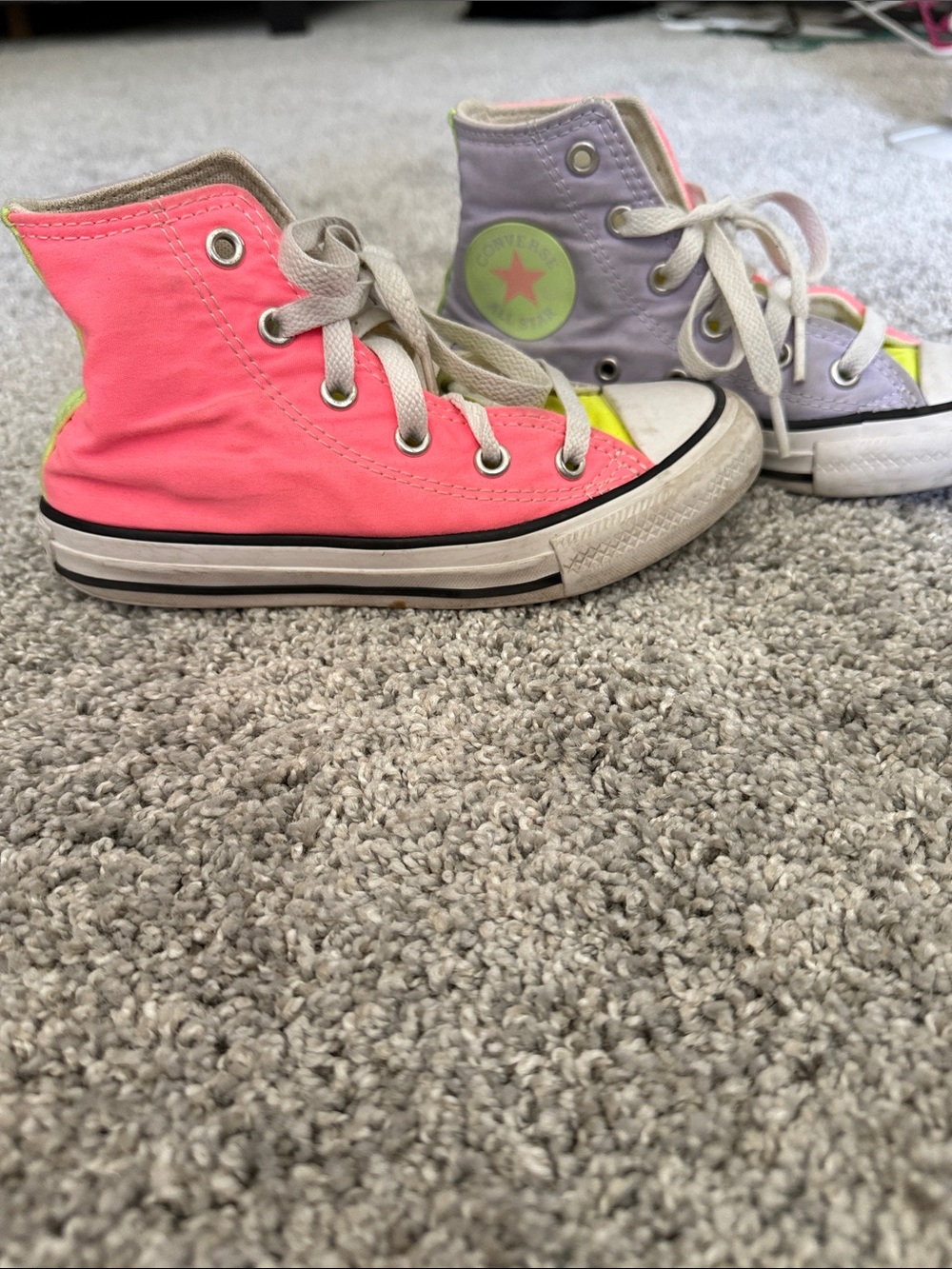 Converse High Top Sneakers - Neon Pink, Lavender & Lime Accent